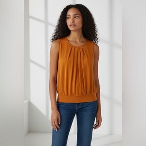 Kenneth Cole New York Mustard Sleeveless Blouson Top Size S NWT